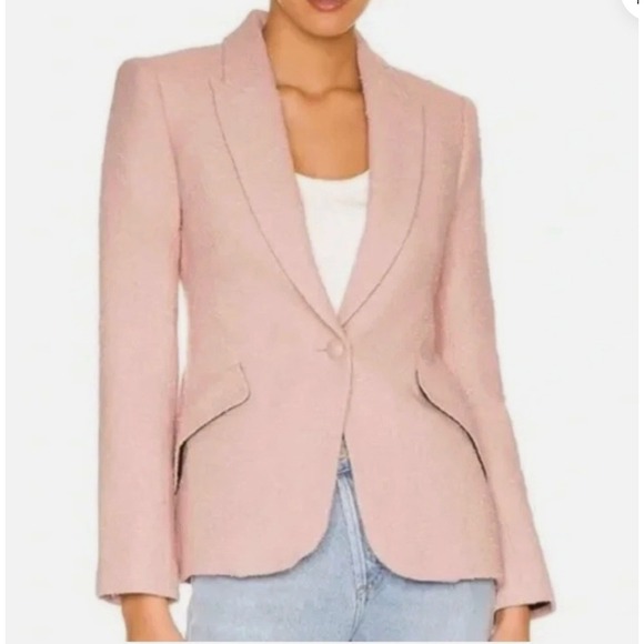 L'AGENCE Jackets & Blazers - L'Agence‎ Chamberlain Single Breasted Blazer Sz 10 Tweed Boucle Office Pink